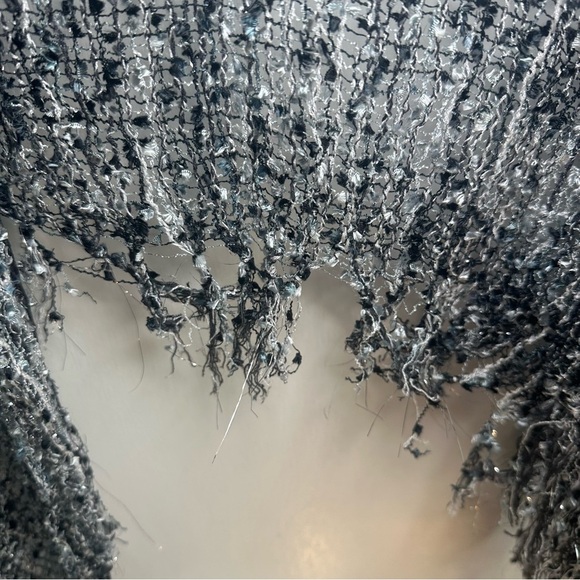 Accessory St New York Y2K Crochet Shawl. OS. Blue, Black, and Silver Metallic. - Picture 3 of 6